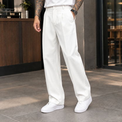 Elegante, bequeme Hose für Herren mit weitem, plissiertem Schnitt