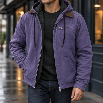 Veste homme à capuche en mélange coton zippée