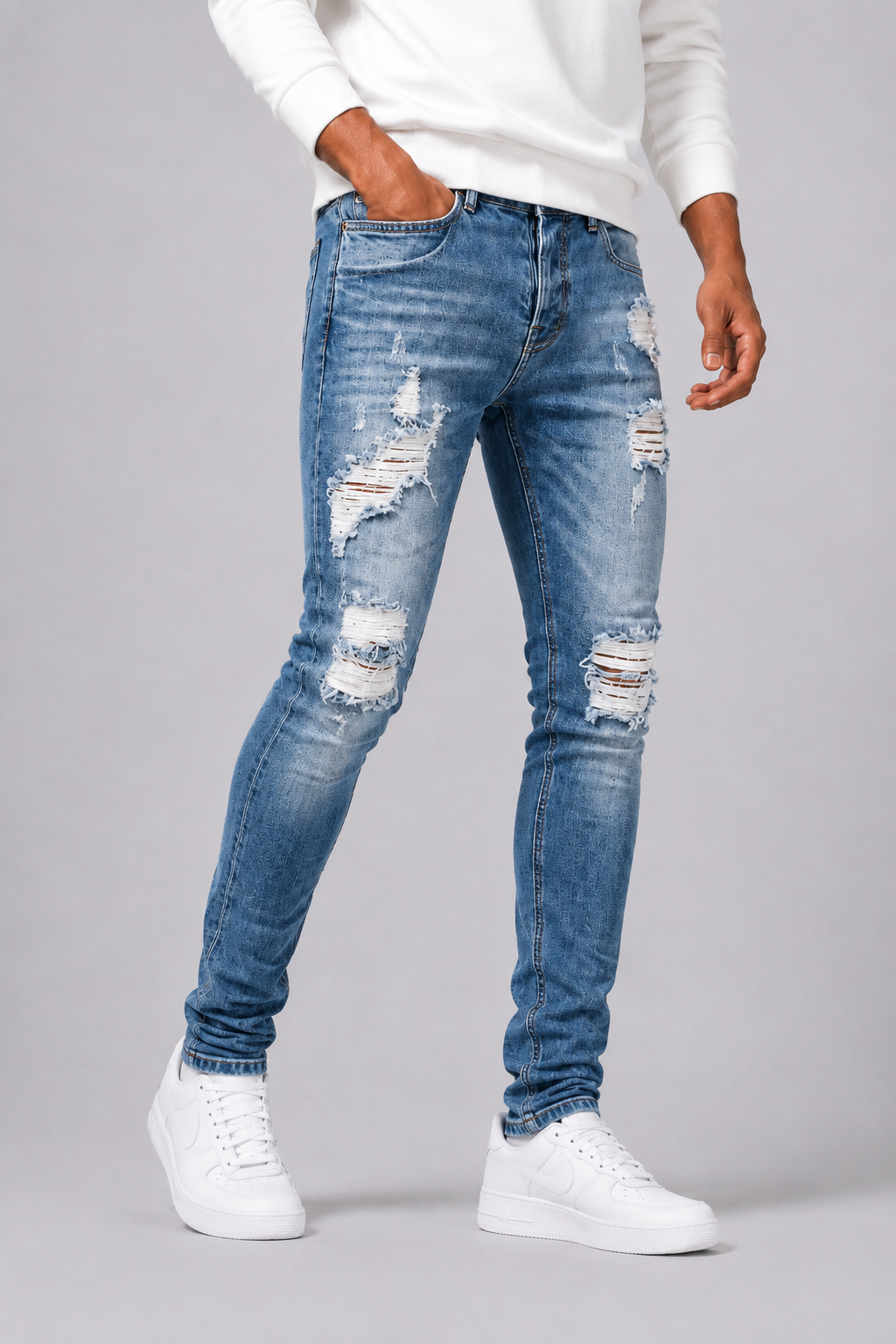 Jean homme slim déchiré denim souple moderne