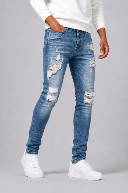 Jean homme slim déchiré denim souple moderne