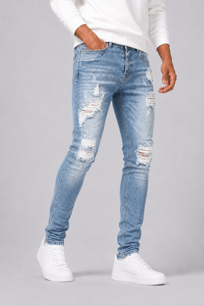 Jean homme slim déchiré denim souple moderne