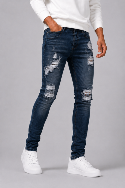 Jean homme slim déchiré denim souple moderne