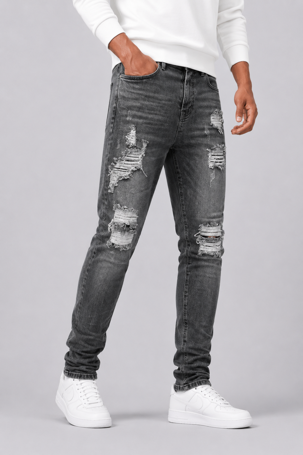 Jean homme slim déchiré denim souple moderne