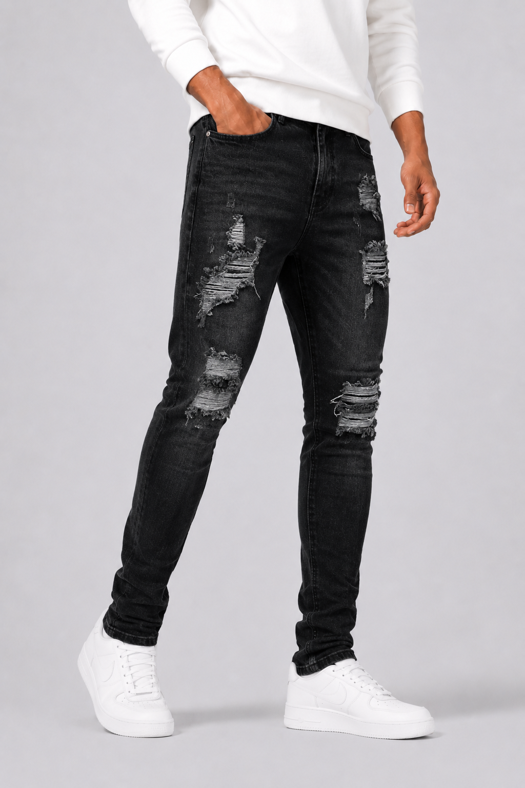 Jean homme slim déchiré denim souple moderne