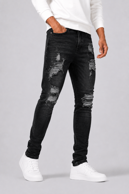 Jean homme slim déchiré denim souple moderne