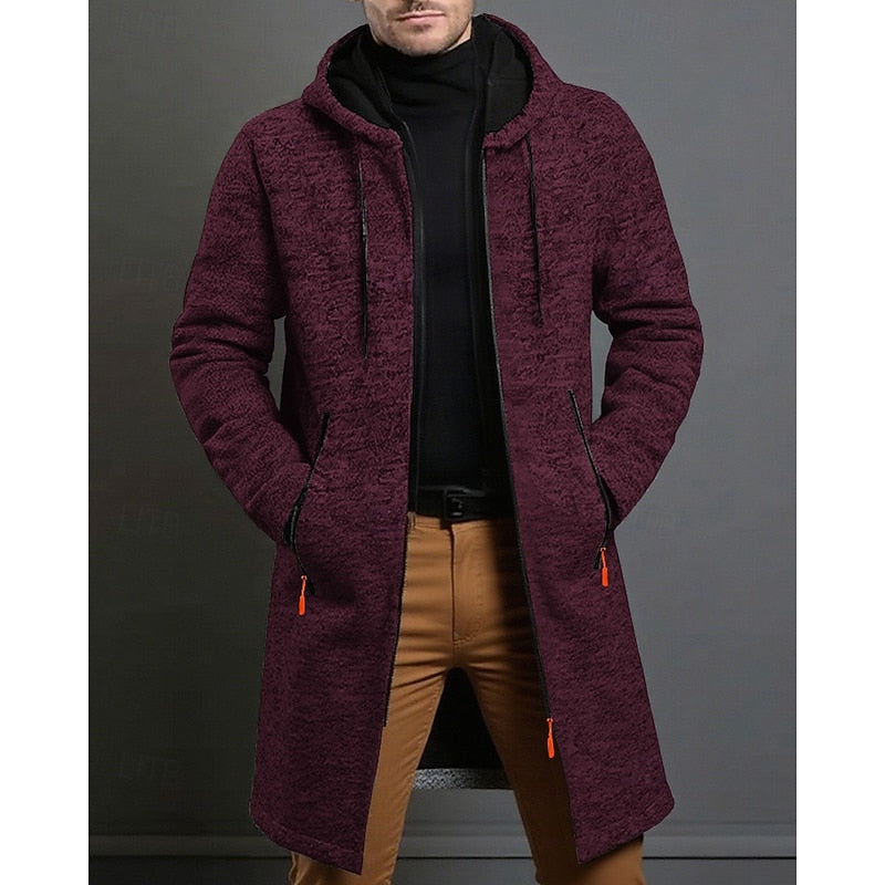 Manteau long homme à capuche élégant et chaud