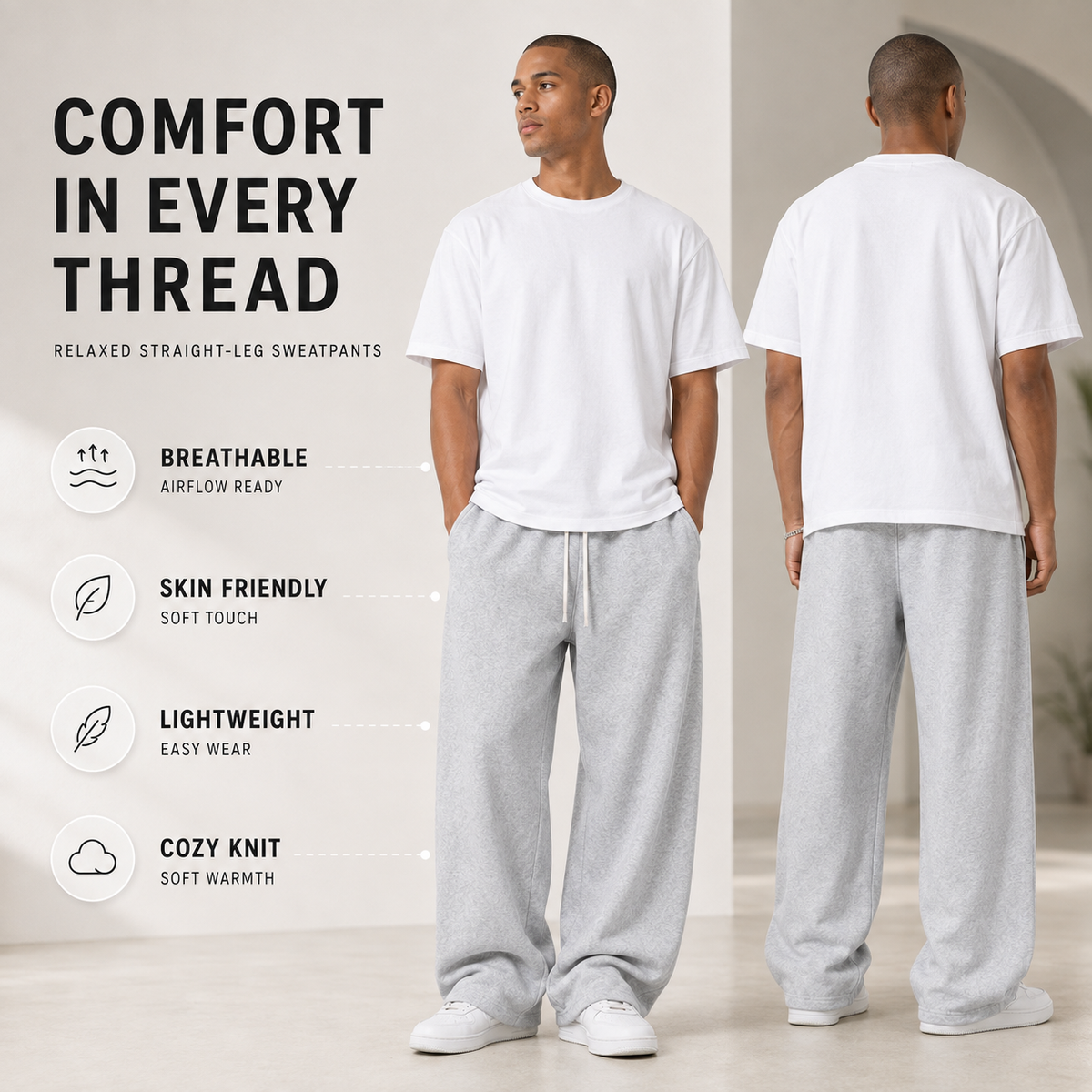 Jogging homme coupe décontractée confort quotidien