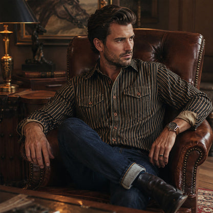 Chemise homme coton rayée vintage confortable