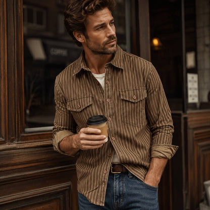 Chemise homme coton rayée vintage confortable
