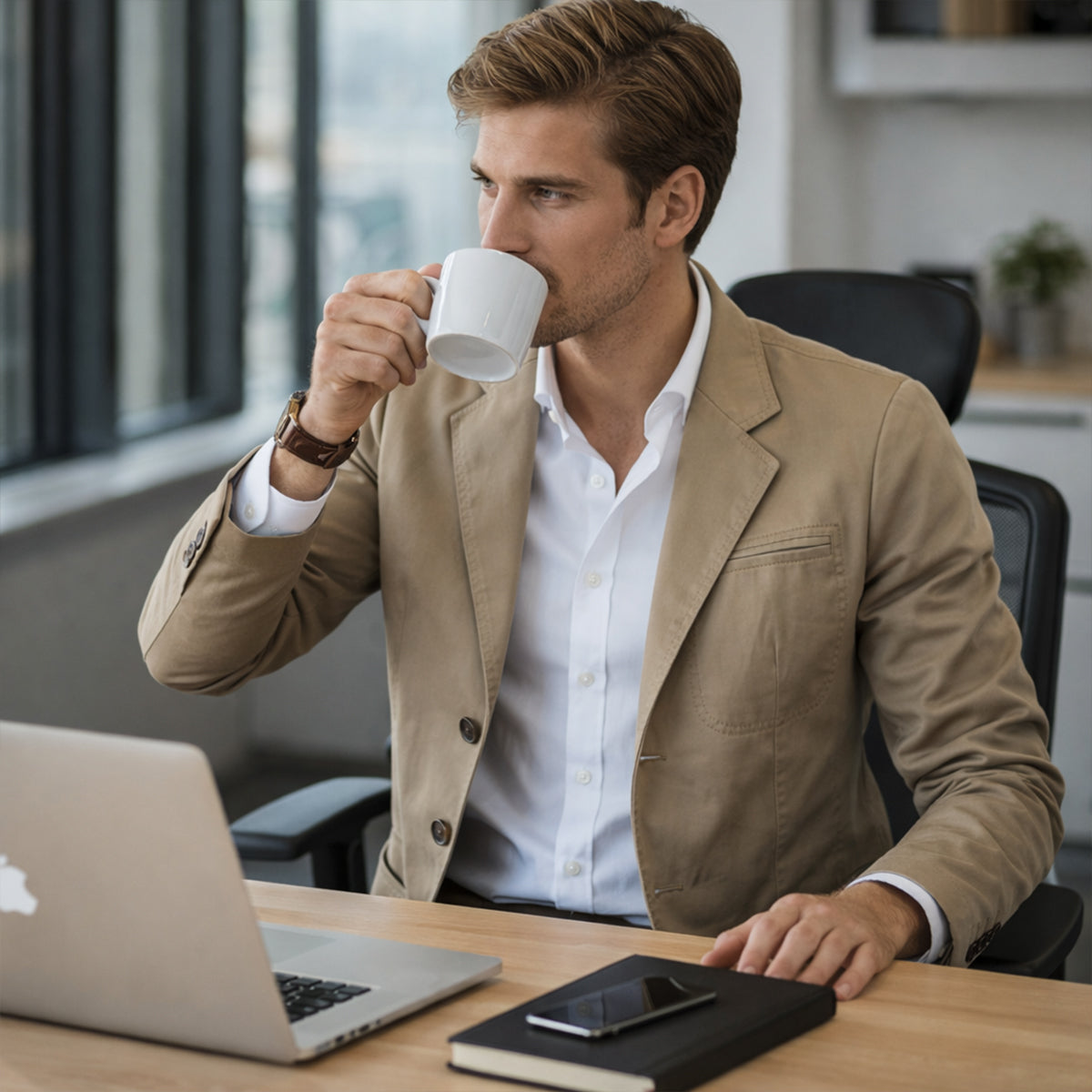 Blazer décontracté homme effet coton coupe ajustée