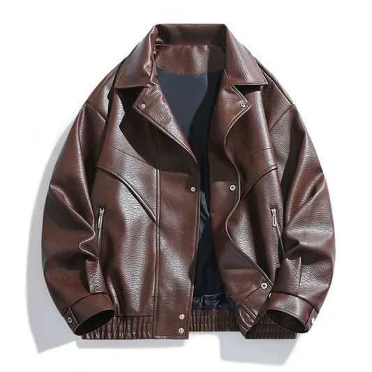 Blouson en cuir homme coupe décontractée vintage