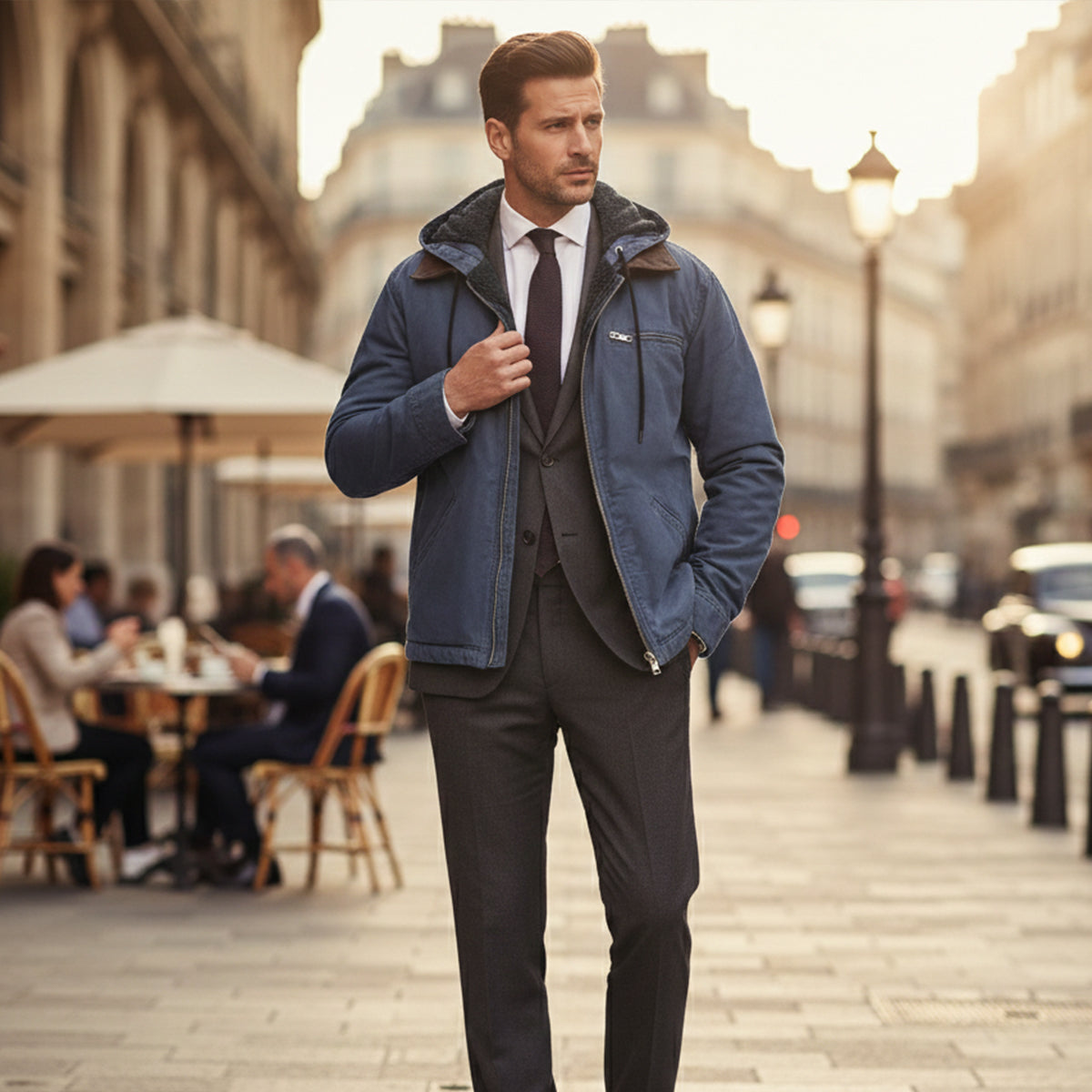 Veste homme capuche doublure polaire chaude hiver