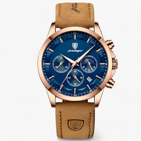 Montre homme luxe étanche bracelet cuir lumineux