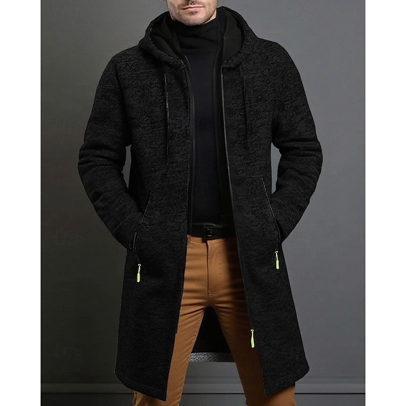 Manteau long homme à capuche élégant et chaud