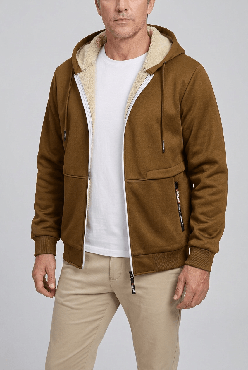 Sweat à capuche homme doublure sherpa zip intégral