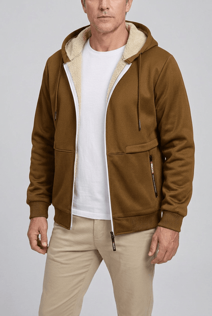 Sweat à capuche homme doublure sherpa zip intégral