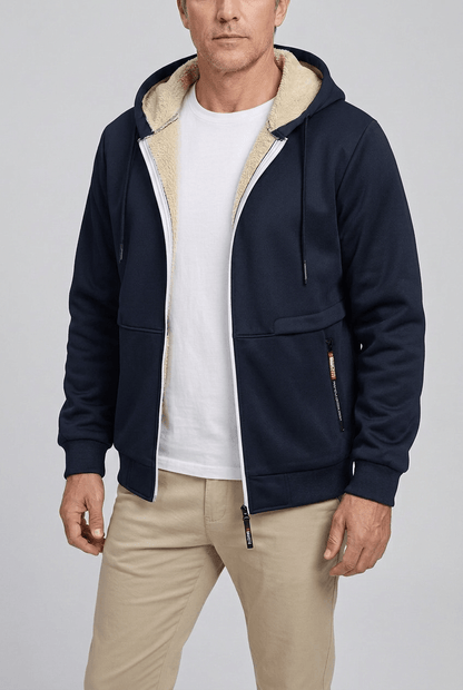 Sweat à capuche homme doublure sherpa zip intégral