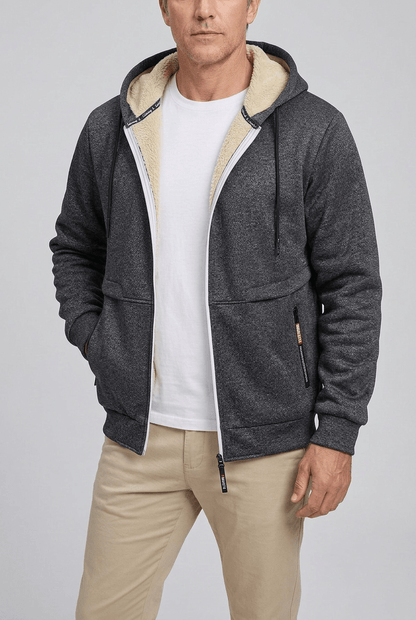 Sweat à capuche homme doublure sherpa zip intégral