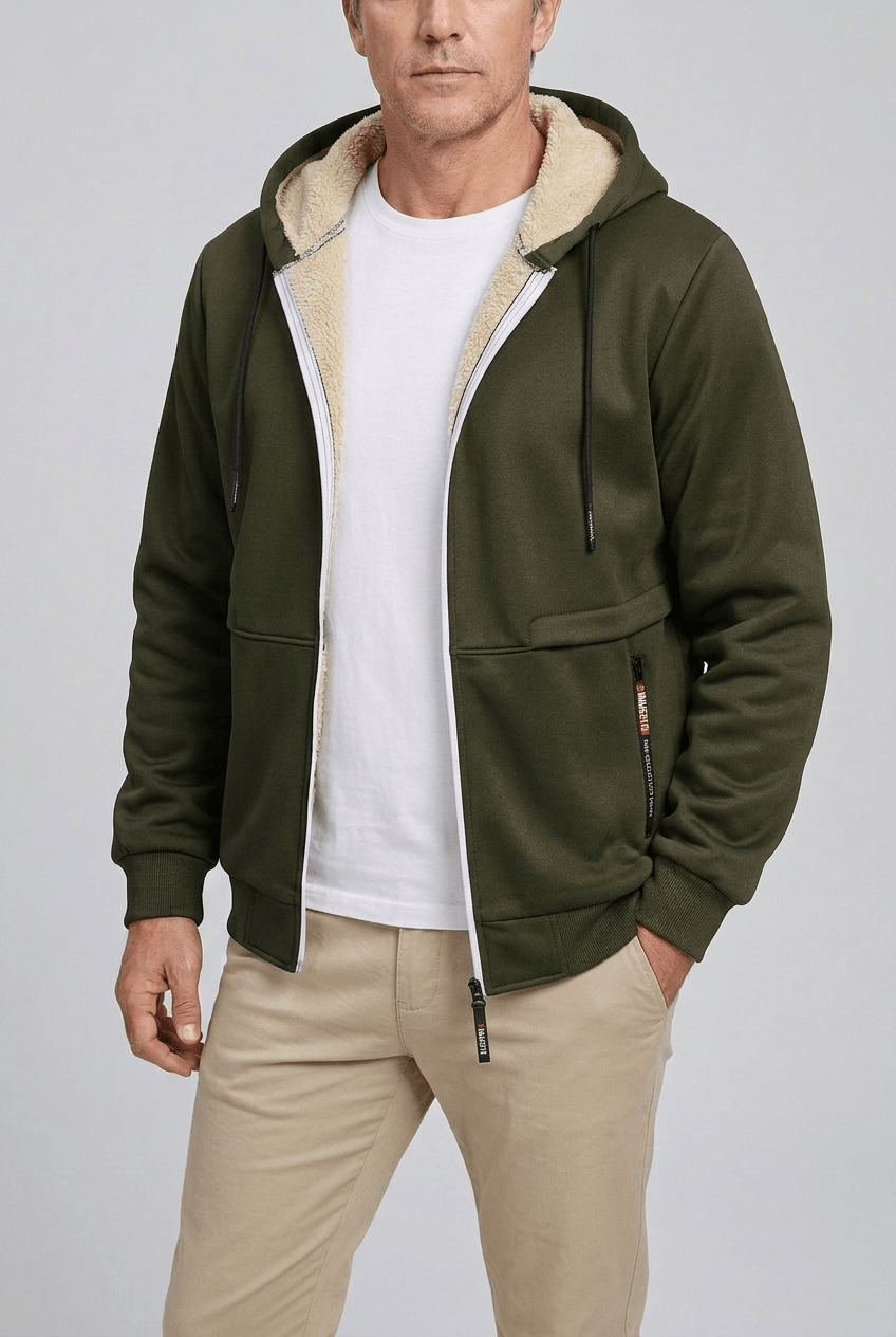 Sweat à capuche homme doublure sherpa zip intégral
