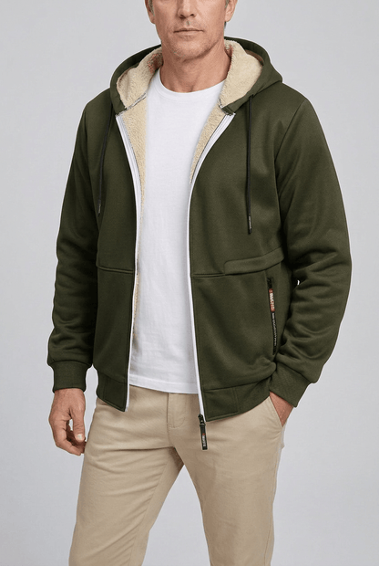 Sweat à capuche homme doublure sherpa zip intégral