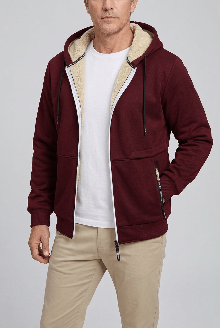 Sweat à capuche homme doublure sherpa zip intégral