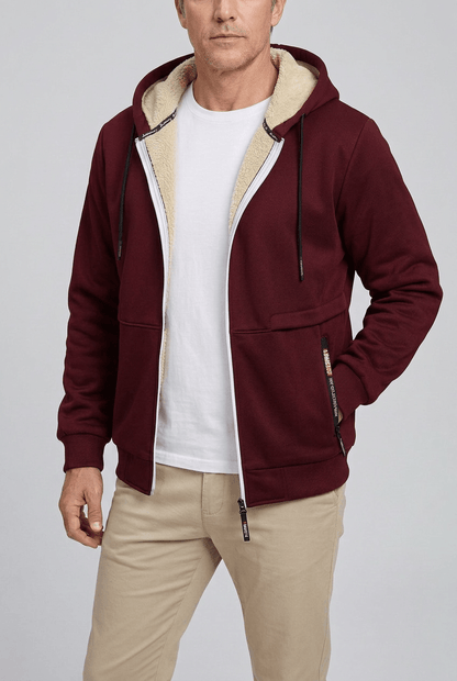 Sweat à capuche homme doublure sherpa zip intégral