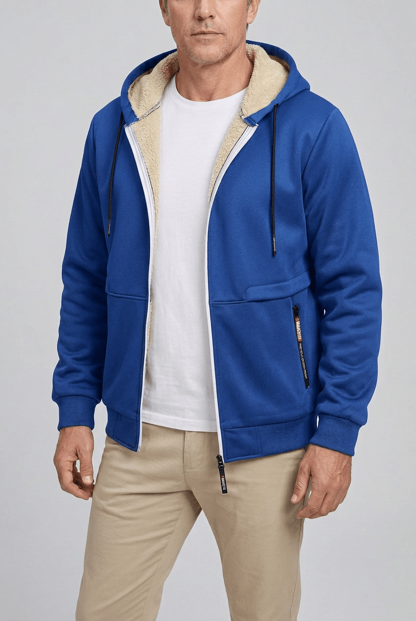 Sweat à capuche homme doublure sherpa zip intégral