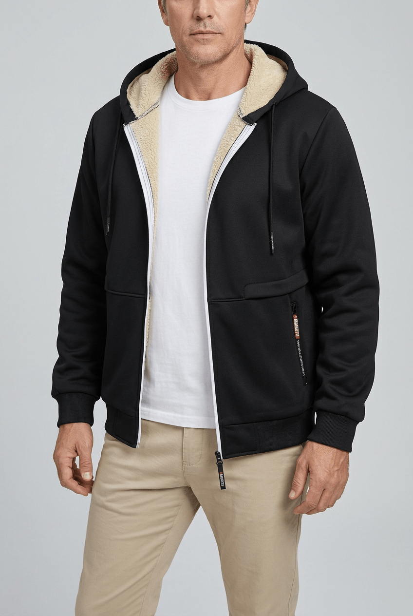 Sweat à capuche homme doublure sherpa zip intégral