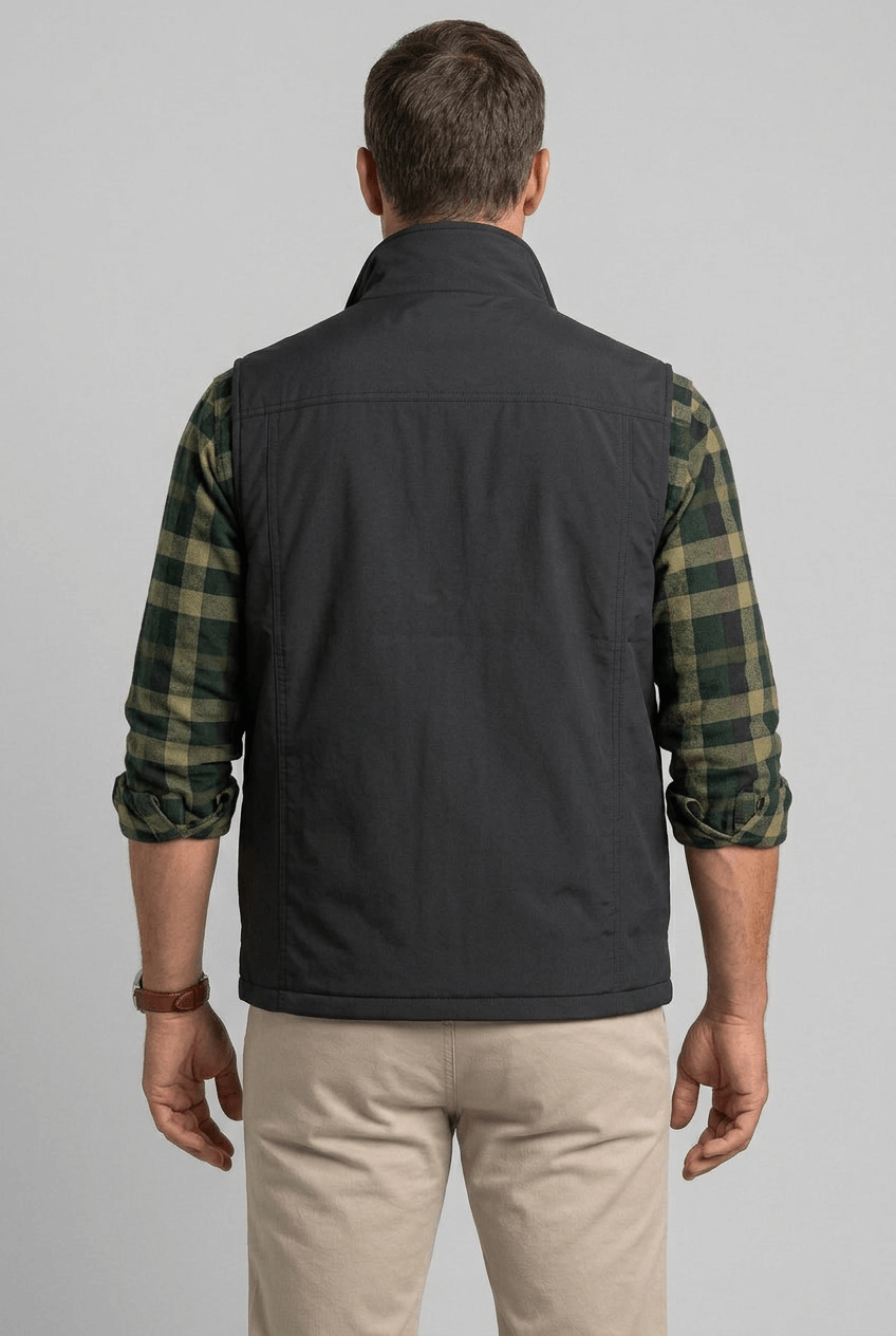 Gilet homme multipoches col montant pour superposition