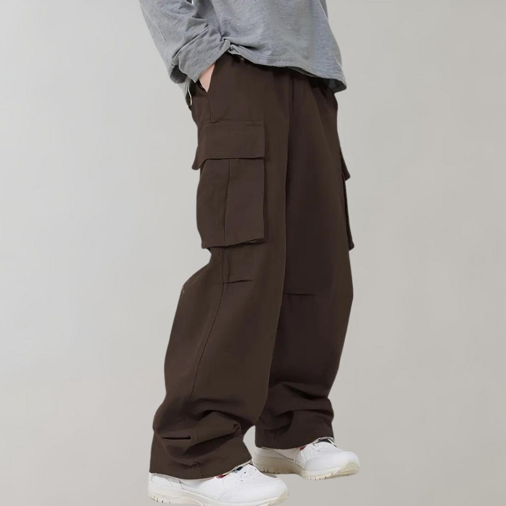 Pantalon Cargo Homme Ample Coton Multi-Poches Urbain
