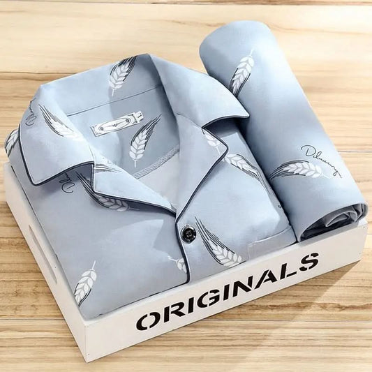 Pyjama homme boutonné doux respirant élégant
