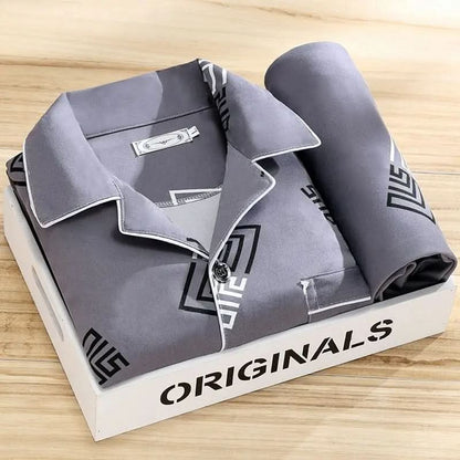 Pyjama homme boutonné doux respirant élégant