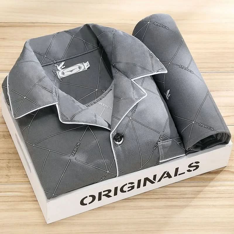 Pyjama homme boutonné doux respirant élégant