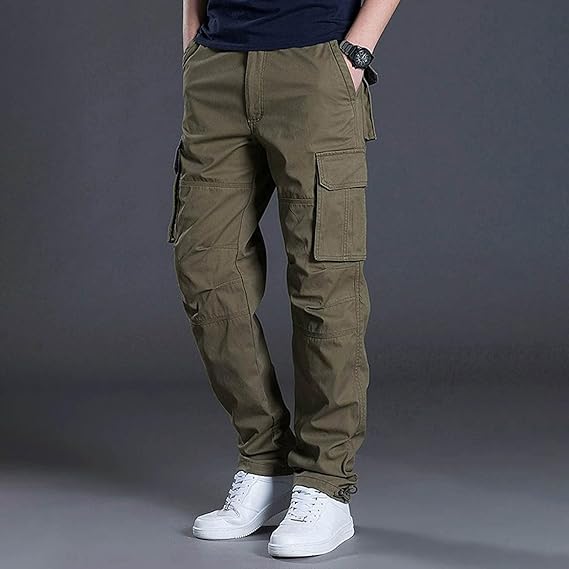 Pantalon homme coupe droite poches cargo multiples