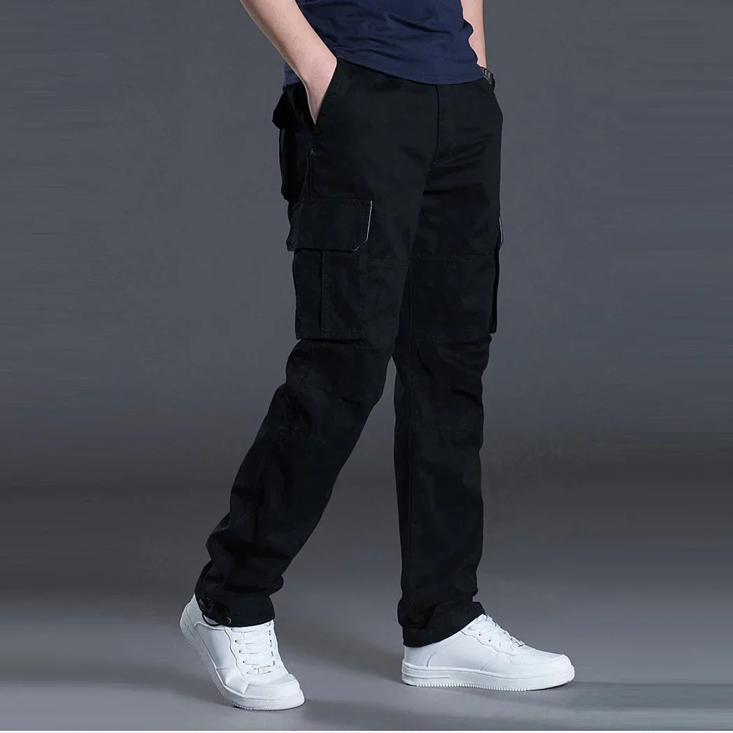 Pantalon homme coupe droite poches cargo multiples