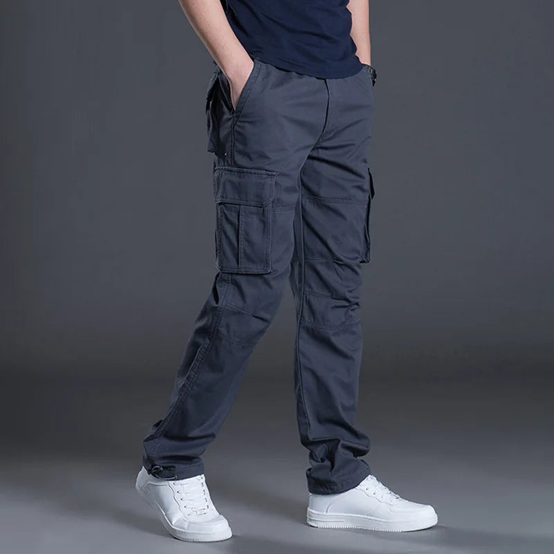 Pantalon homme coupe droite poches cargo multiples