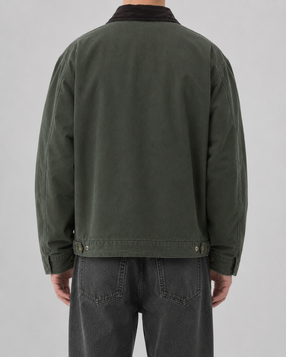 Herrenjacke aus Canvas mit Cordkragen, reguläre Passform