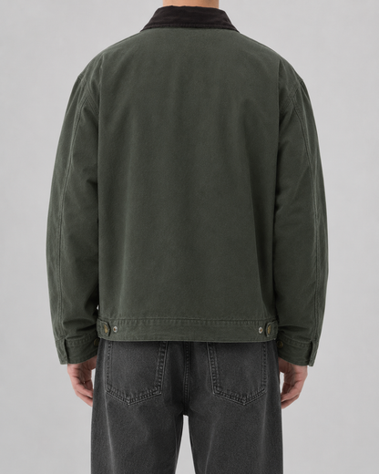 Herrenjacke aus Canvas mit Cordkragen, reguläre Passform
