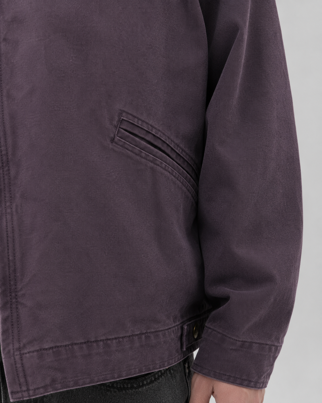 Herrenjacke aus Canvas mit Cordkragen, reguläre Passform