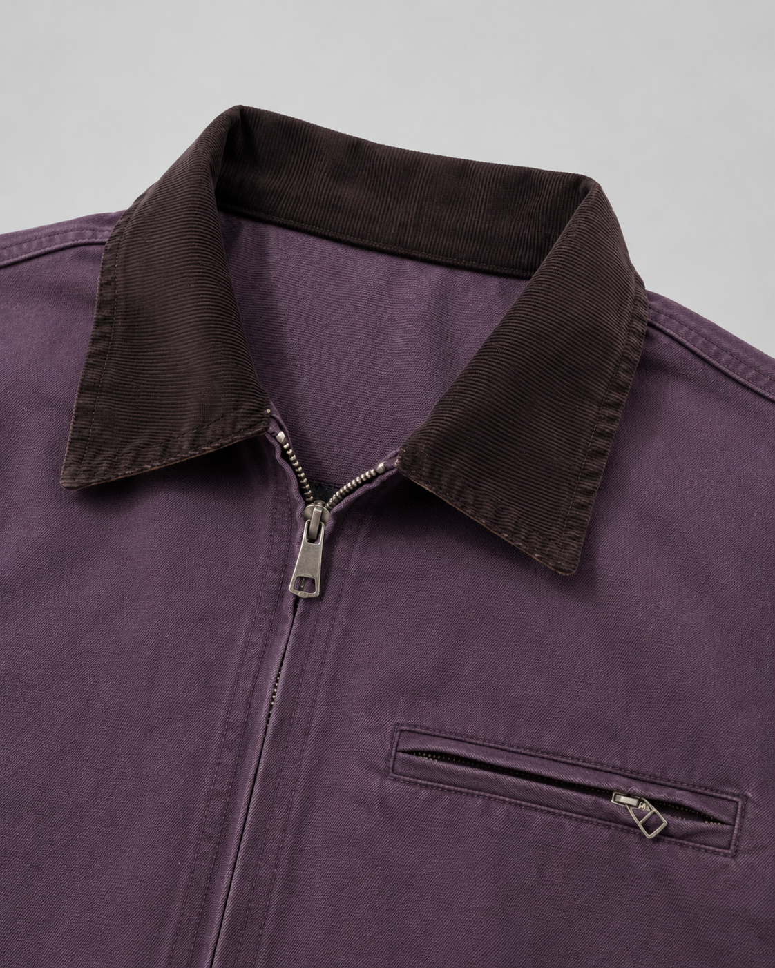 Herrenjacke aus Canvas mit Cordkragen, reguläre Passform