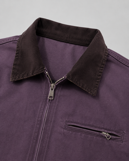 Herrenjacke aus Canvas mit Cordkragen, reguläre Passform