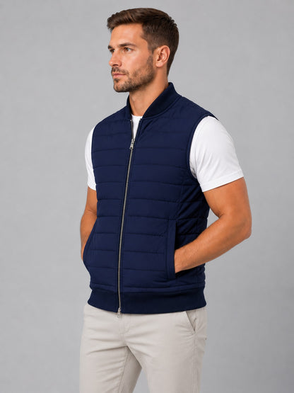 Gilet homme matelassé léger col côtelé zippé