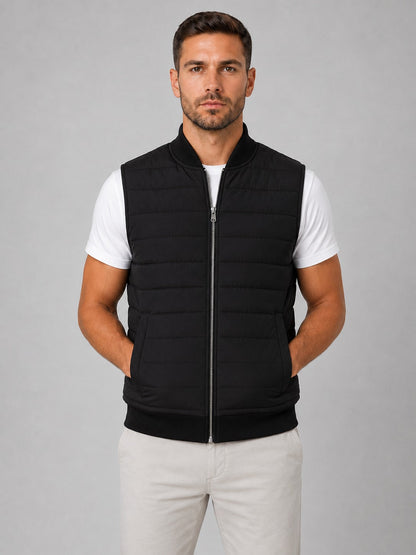 Gilet homme matelassé léger col côtelé zippé