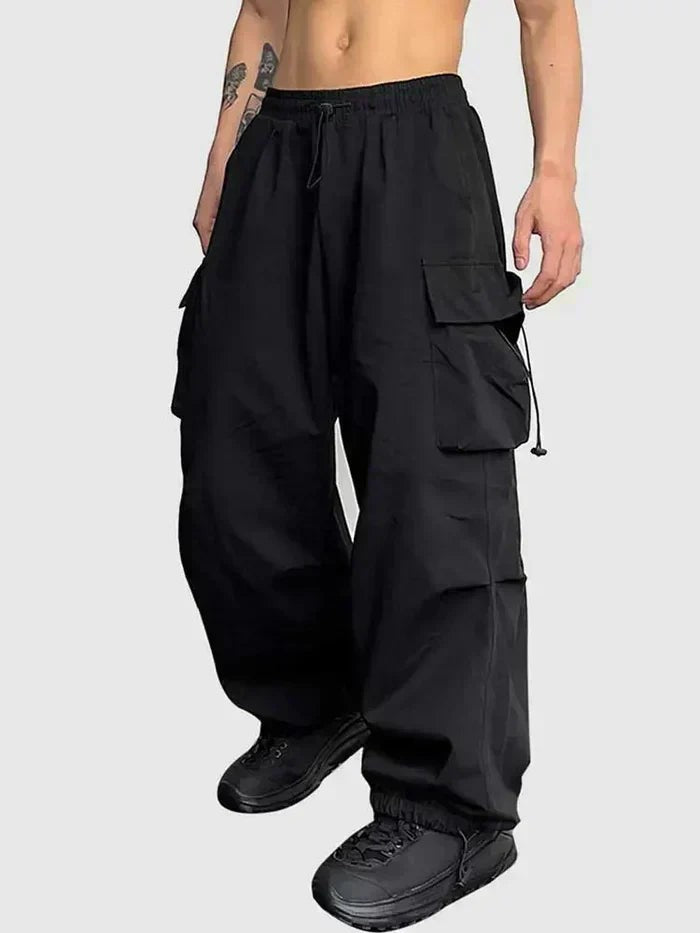 Lässige Herren-Cargohose mit weitem Bein und verstellbaren Knöcheln