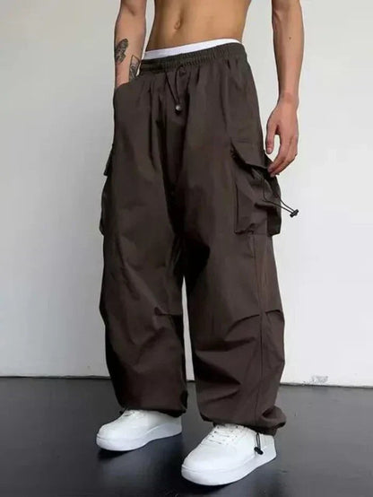 Lässige Herren-Cargohose mit weitem Bein und verstellbaren Knöcheln