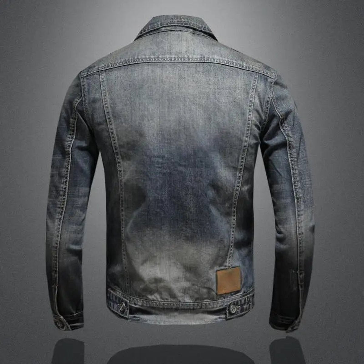 Lässige Jeansjacke für Herren in verwaschener Optik mit Reißverschluss