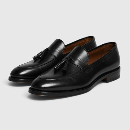 Chaussures mocassins homme cuir lisses à pampilles