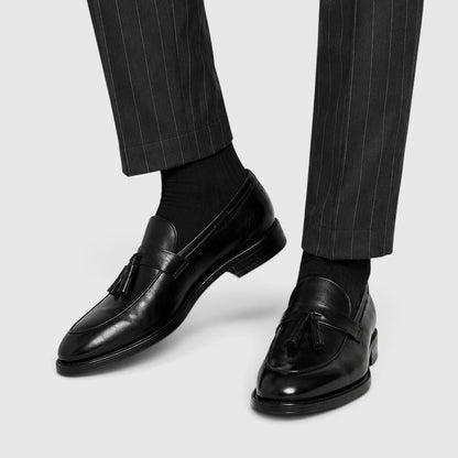 Chaussures mocassins homme cuir lisses à pampilles