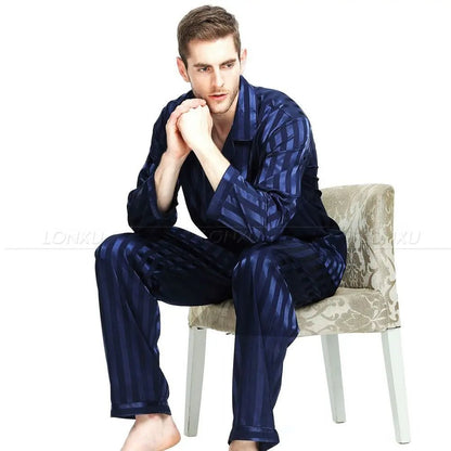 Pyjama homme satin rayé doux confortable élégant