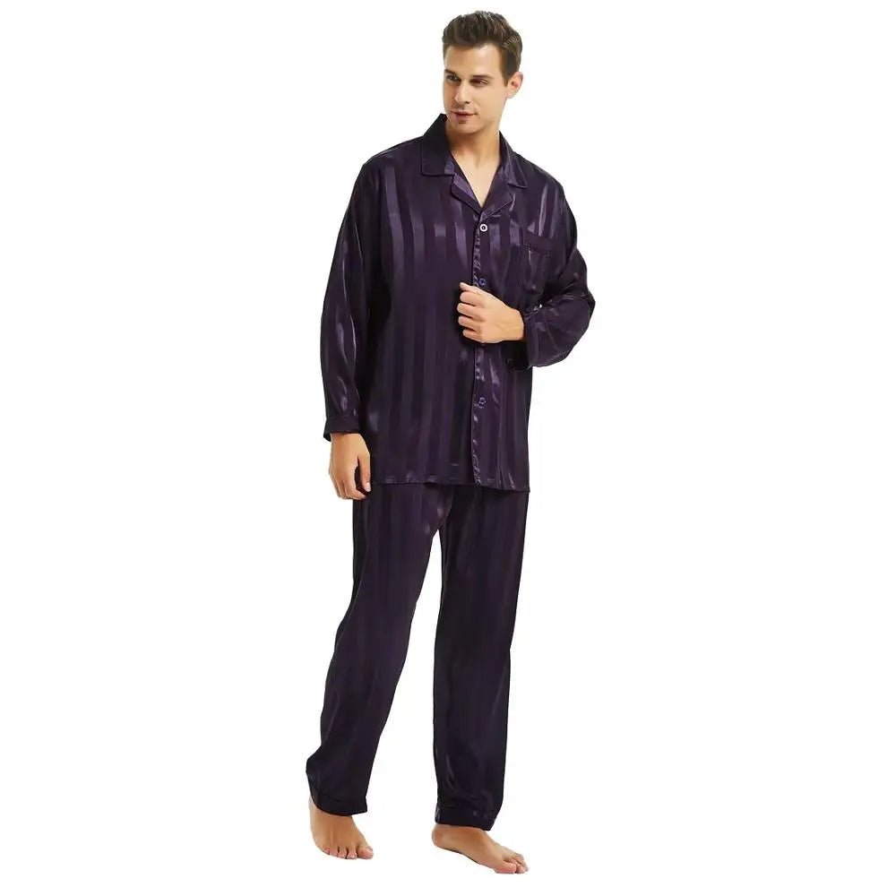 Pyjama homme satin rayé doux confortable élégant